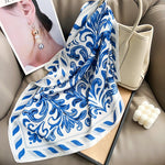IndigoVine Small Square Satin Scarf Blue