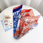 SatinArc Satin Curve Edged Blue Orange Scarf