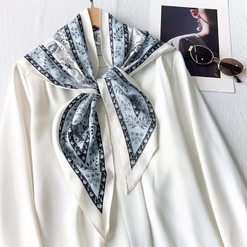 TriangleBlossom Triangle Satin Scarf Blue