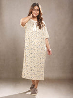GardenDreams Floral Printed Night Gown Peach
