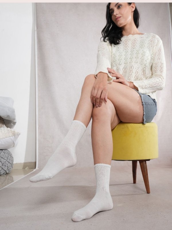 SoleEdit White Crew Socks Combo Pair of 4