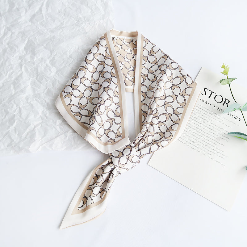 GlamEcho Satin Neck Scarf White