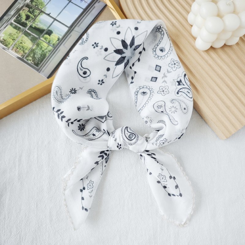 GentleArc Satin Curve Edged White Scarf