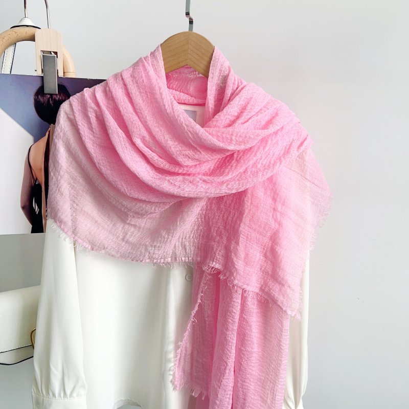 CrossKulture - BlushWhisper pink crinkle scarf draped on mannequin