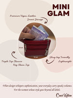 CrossKulture - GlamVault coin purse infographic about size, features, and design