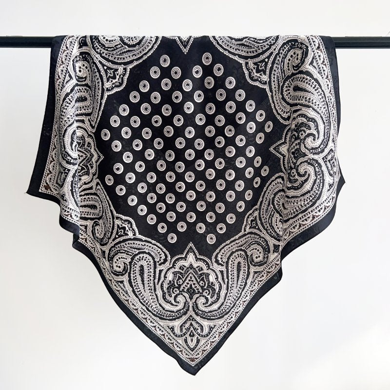 BrocadeReverie Black Jacquard Square Scarf
