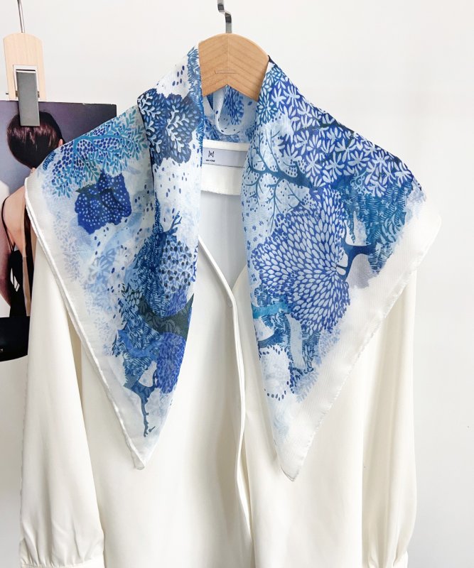 NetStory Blue Gauze Square Scarf