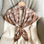 MeadowCharm Satin Twill Scarf Square Brown