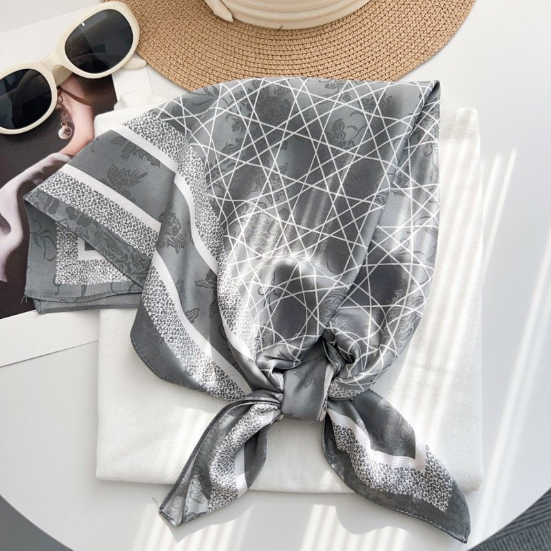 BrocadeStudio Grey Jacquard Square Scarf