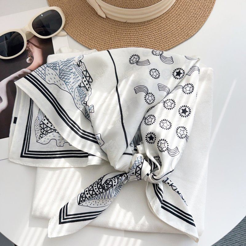 BrocadeCanvas White Jacquard Square Scarf