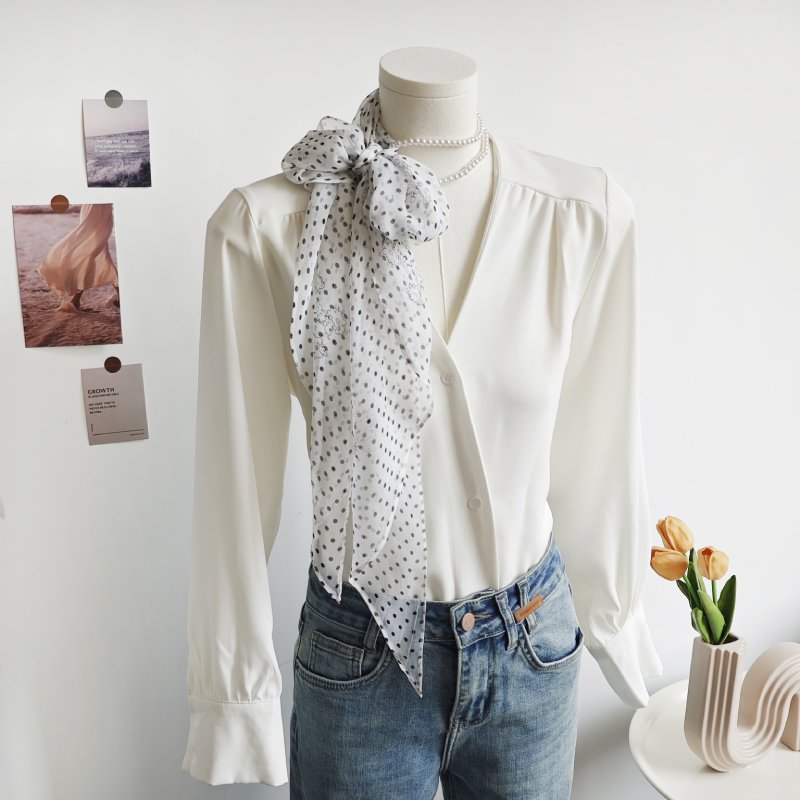WhiteDrift Chiffon Ribbon Scarf