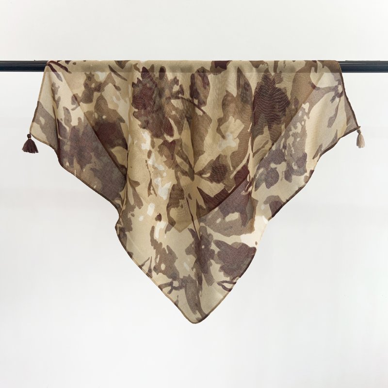 FlowerWhisper Maillard Tassel Square Scarf