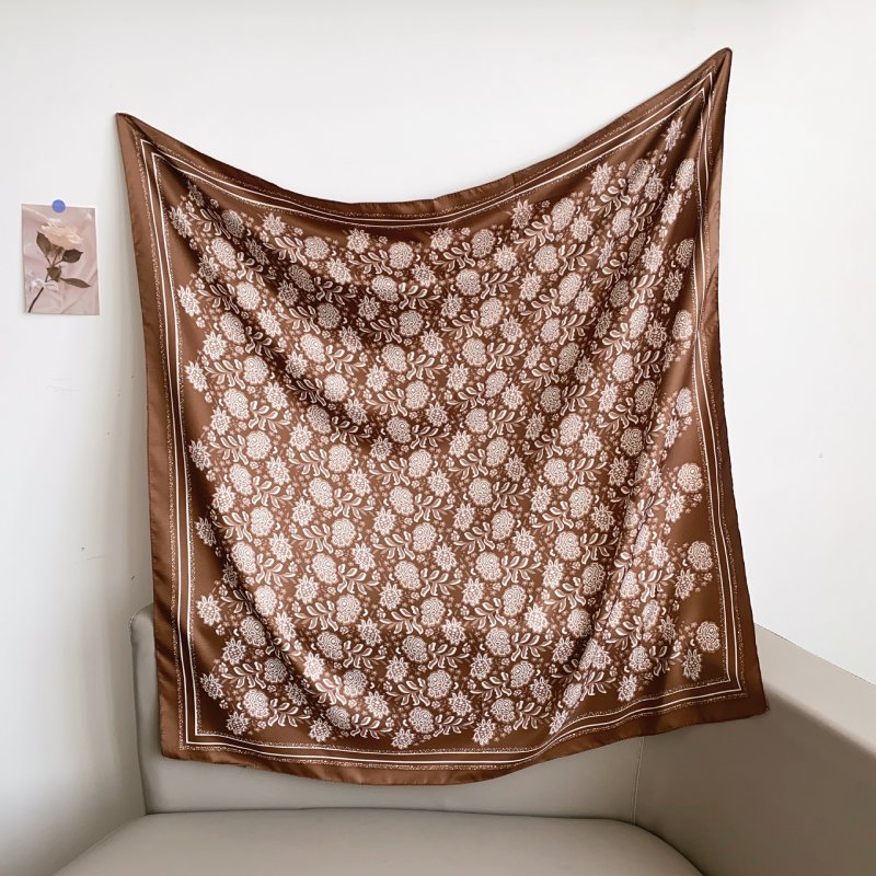 MeadowCharm Satin Twill Scarf Square Brown