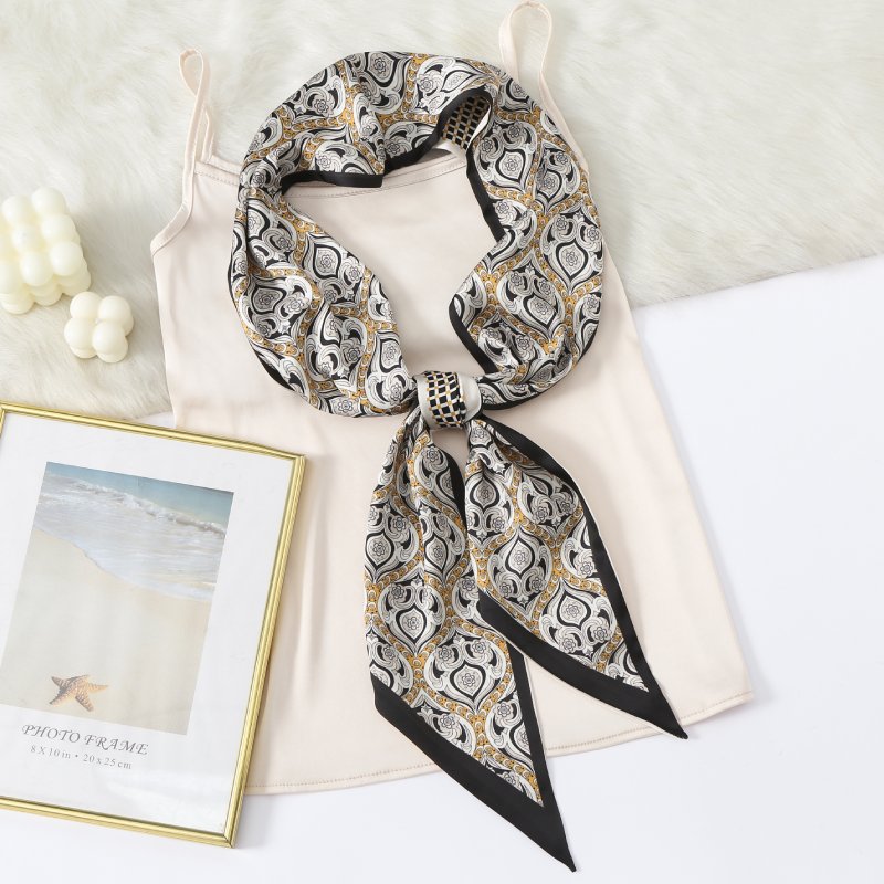 RibbonCanvas Satin Ribbon Scarf Black