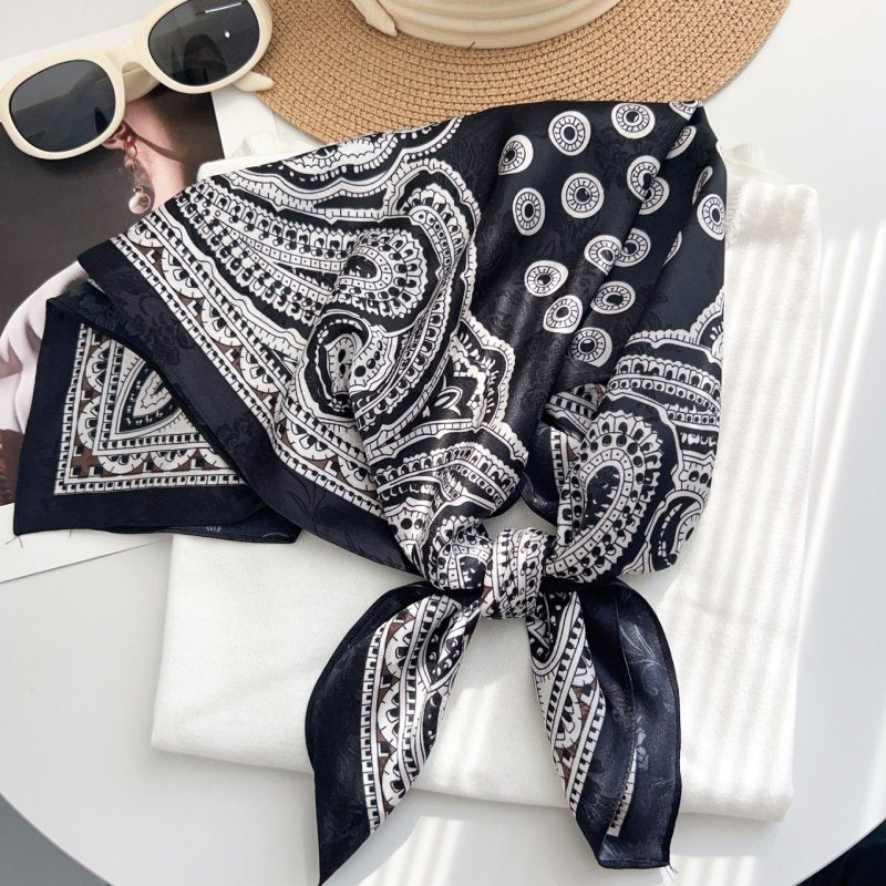 BrocadeReverie Black Jacquard Square Scarf