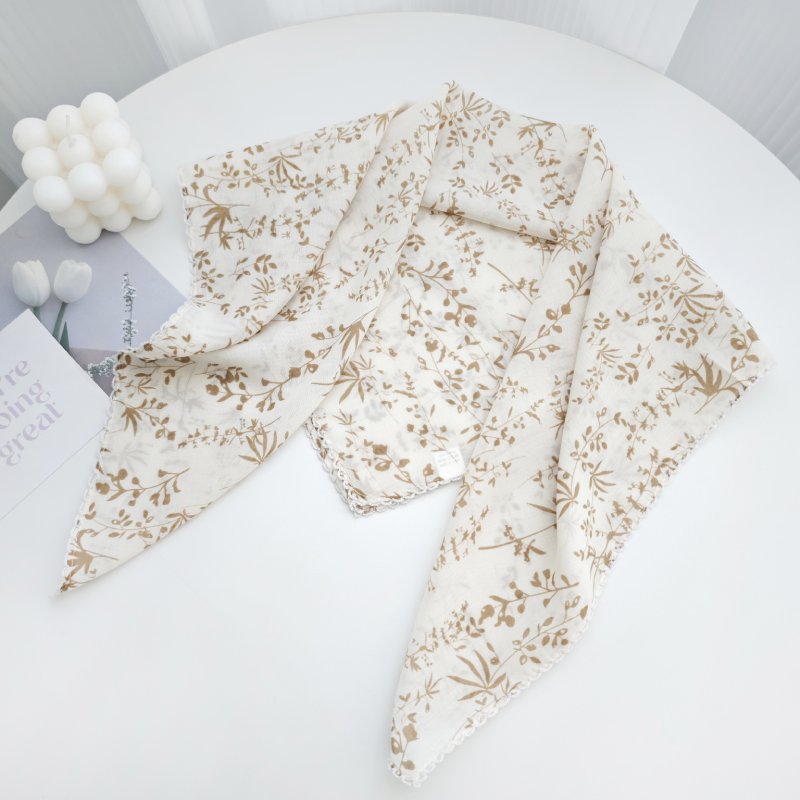 ArcForm Satin Curve Edged Beige Scarf