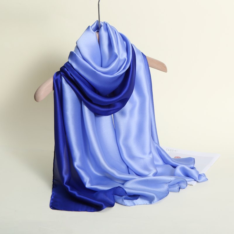 CrossKulture - ShadedAqua satin long scarf with folded style view in hanger