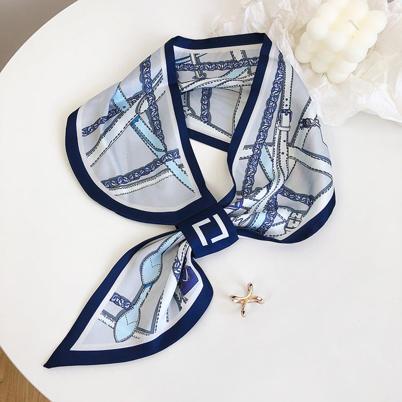 FastenedPrint Satin Neck Scarf Blue