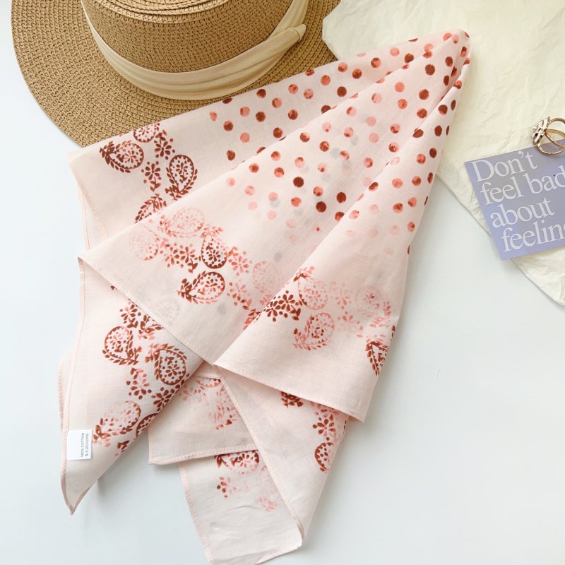 CottonVeil Cotton Pink Square Scarf