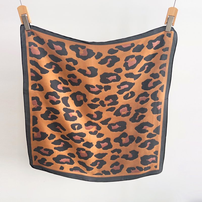 SafariChic Small Square Satin Scarf Brown