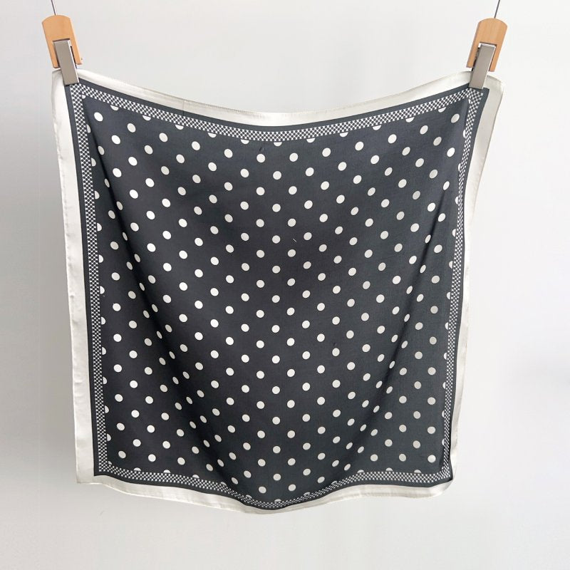 TimelessDots Small Square Satin Scarf Black