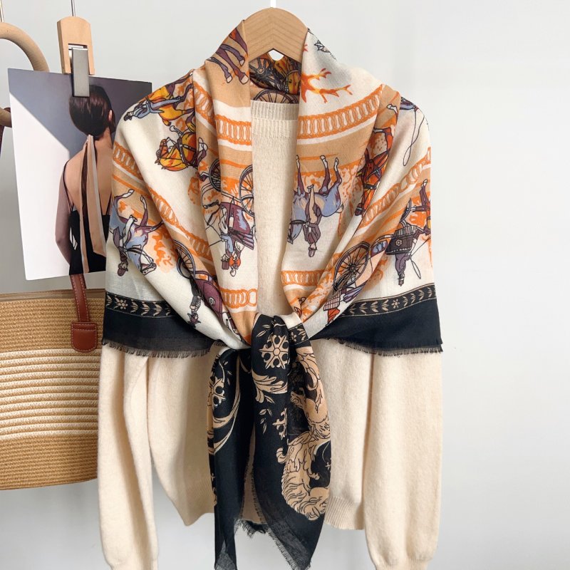 PrintedCanvas Square Viscose Cotton Scarf Orange
