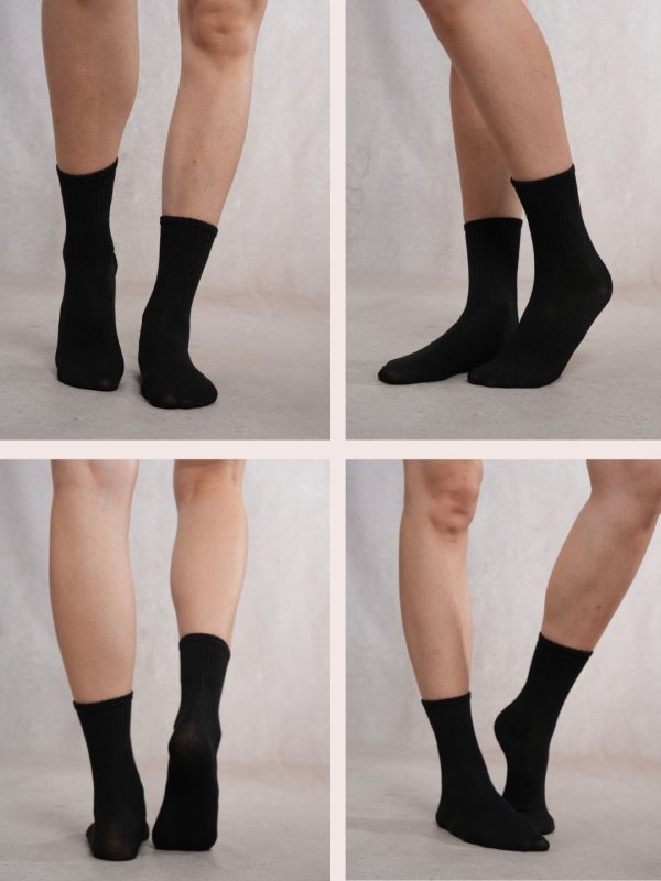 SoleComfies Black Crew Socks Combo Pair of 4