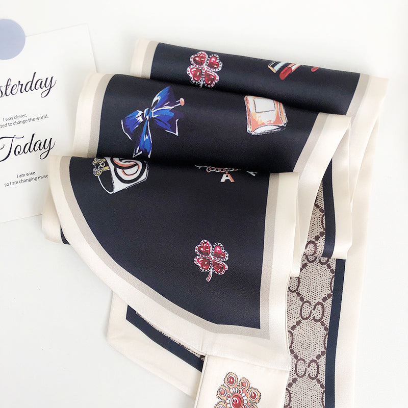 ModerIcon Satin Neck Scarf Navy