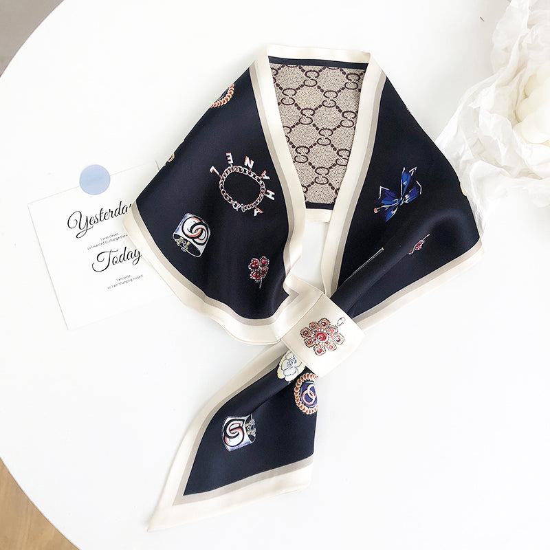 ModerIcon Satin Neck Scarf Navy