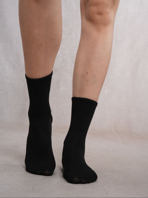 SoleComfies Black Crew Socks Combo Pair of 4