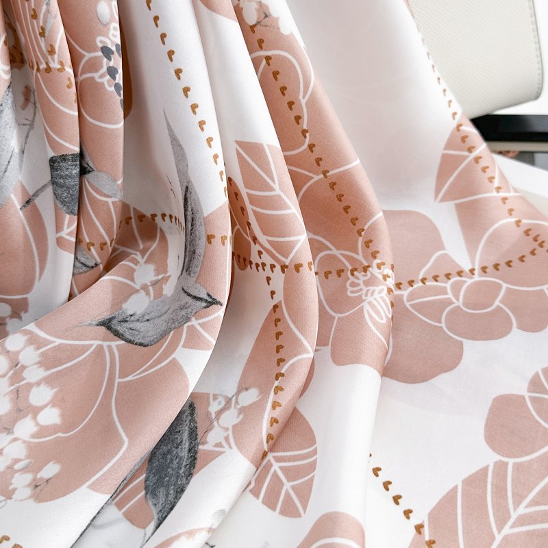 CrossKulture - PeachyHue short satin scarf edge view