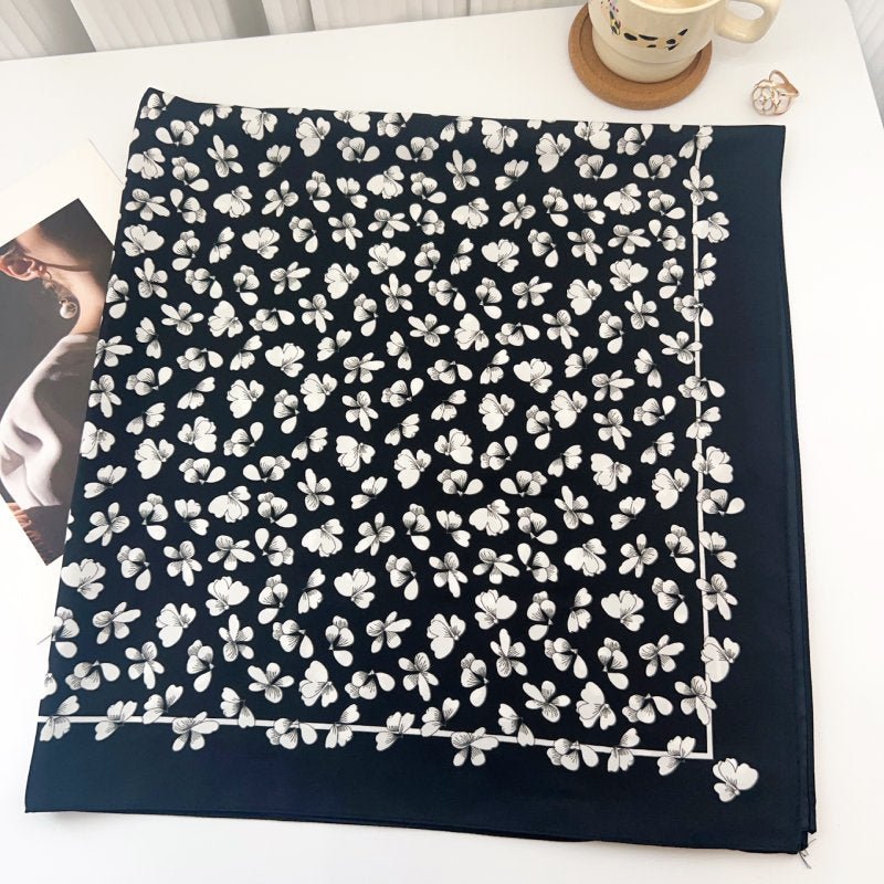 CrossKulture - MidnightBloom satin scarf folded view