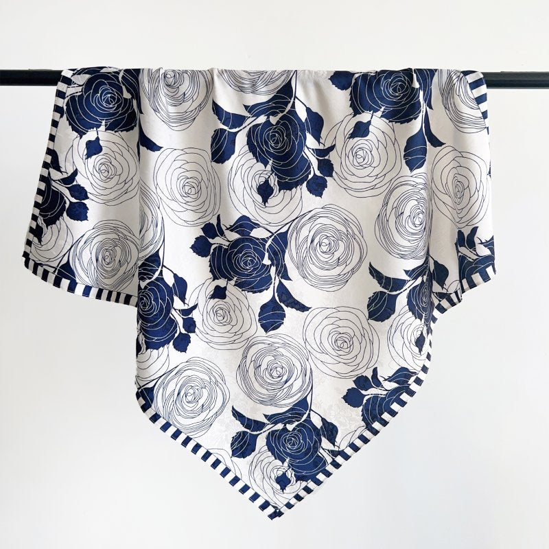 BrocadeMosaic Blue Jacquard Square Scarf