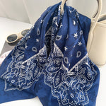 BrocadeEdit Blue Jacquard Square Scarf