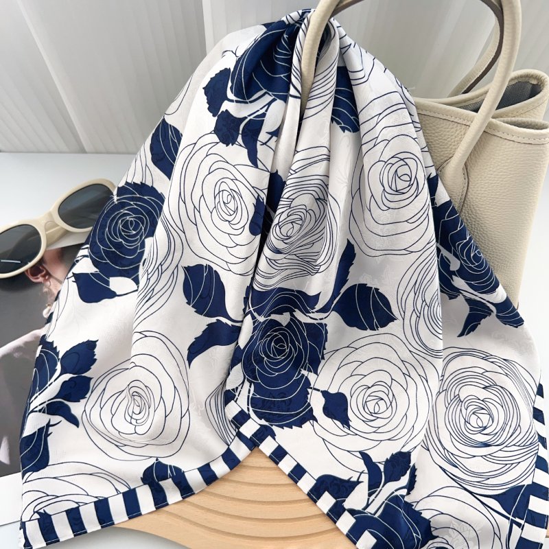 BrocadeMosaic Blue Jacquard Square Scarf