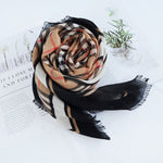 PrintedPoetry Square Viscose Cotton Scarf Brown
