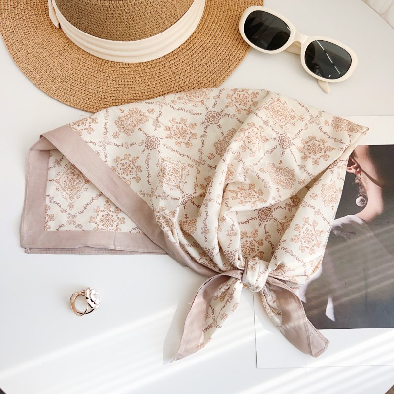 CottonBreeze Cotton Beige Square Scarf