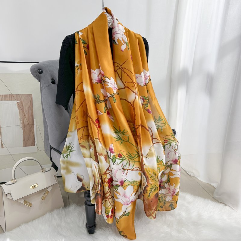 CrossKulture - SunnyParadise satin long scarf with front open view