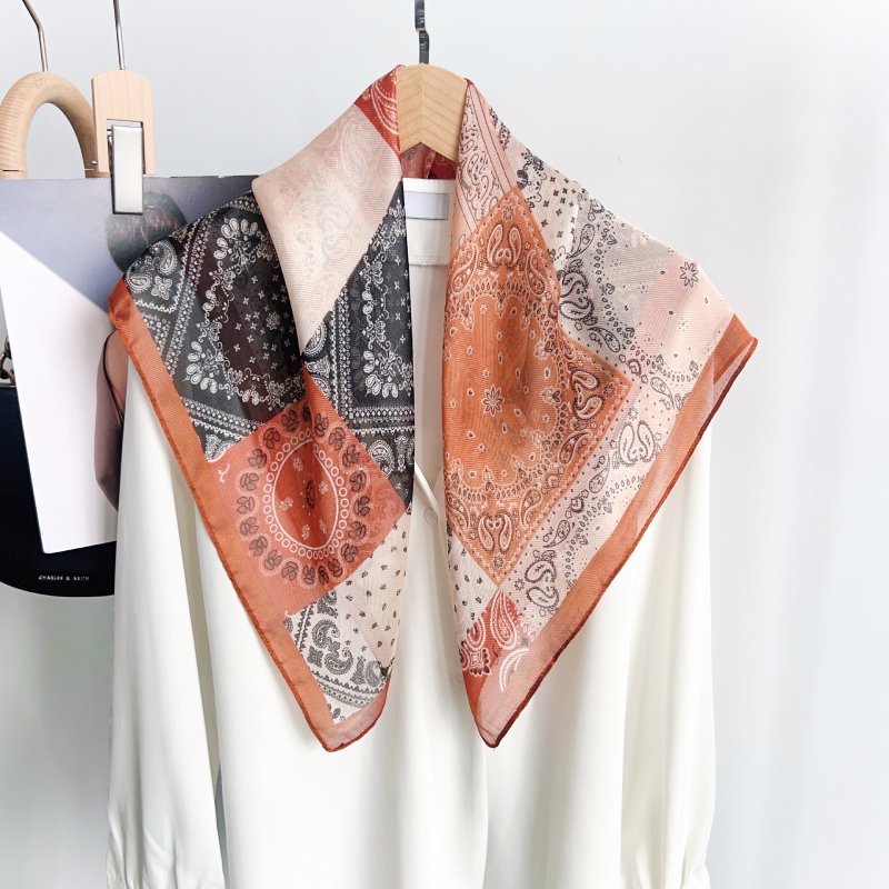 NetLuxe Rust Gauze Square Scarf