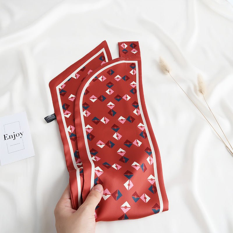 CrossKulture - RedKites neck satin scarf in model hands