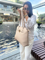 CrossKulture - ExpanseTrendy Tote Bag front view with model showing straps