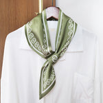 ChainedBorder Satin Neck Scarf Olive