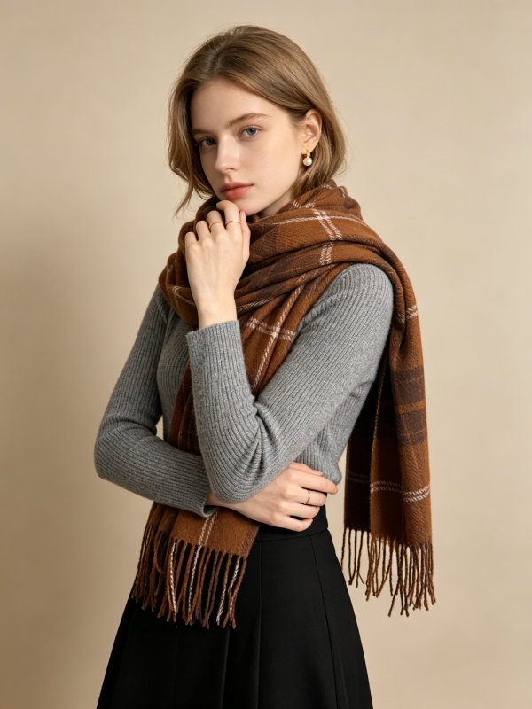 SnowTartan Cashmere Checkered Scarf
