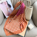 DottyPalette Small Square Satin Scarf Rust
