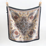 CafeArt Small Square Satin Scarf Brown