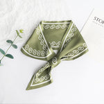 ChainedBorder Satin Neck Scarf Olive