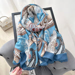 PatternPlay Long Viscose Cotton Scarf Blue