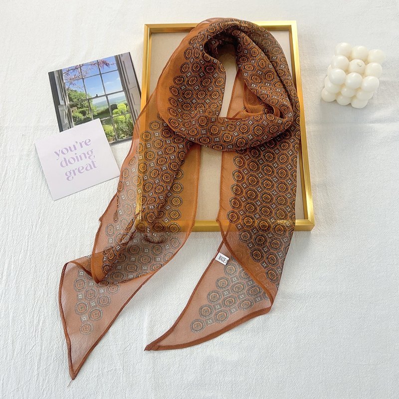 OrangeFeather Chiffon Ribbon Scarf