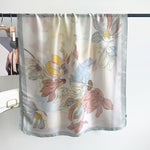 DancingFlowers Long Satin Scarf White