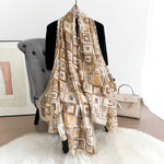 AbstractElegance Long Satin Scarf Brown